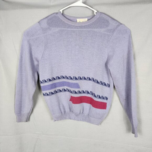 Vintage Lady Devon Lavender Sweater With Geometric Pattern Women's Size 38 - Picture 1 of 7